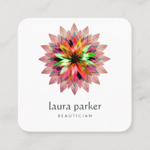 Lotus-Lotus-Blume Logo Rosa Massage Yoga Quadratische Visitenkarte