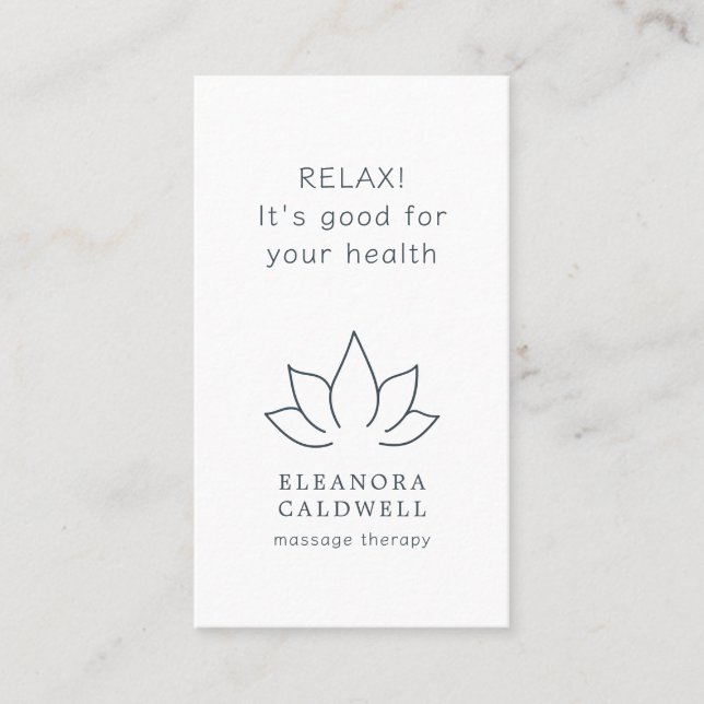 Lotus-Lotus-Logos für Massagetherapie, grau auf we Visitenkarte (Vorderseite)