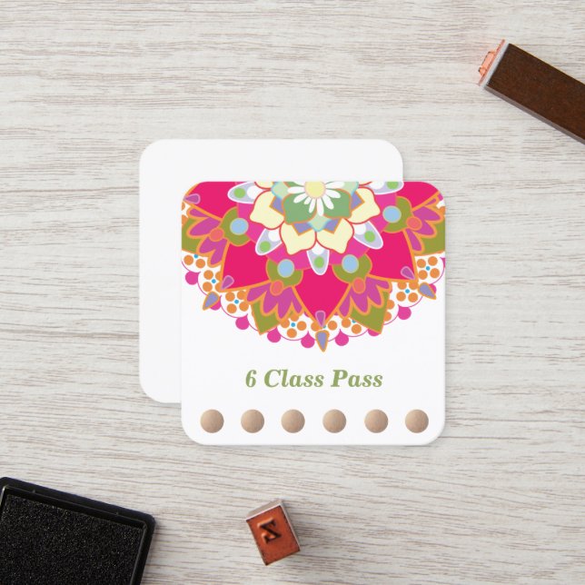 Lotus-Lotus-Yoga 6 Class-Loyalität Treuekarte (Vorderseite/Rückseite Beispiel)