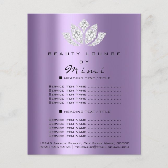 Lotus Makeup Beauty Salon Lashes Flyer Grau Lila (Vorne)