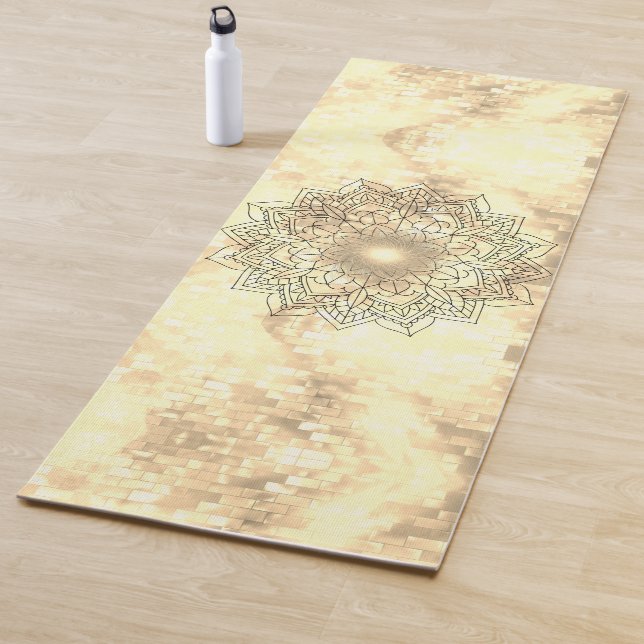 Lotus Mandala auf Gold Shimmery Brick Yogamatte (Beispiel)