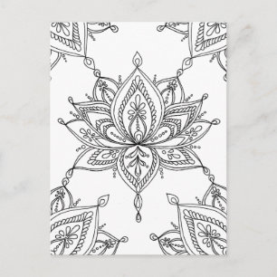 Lotus Mandala Blumenmuster Erwachsene Farbgebung Postkarte