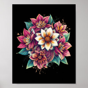 Lotus-Mandala-Boho-Blumen-Yoga-Meditation-Zen Poster
