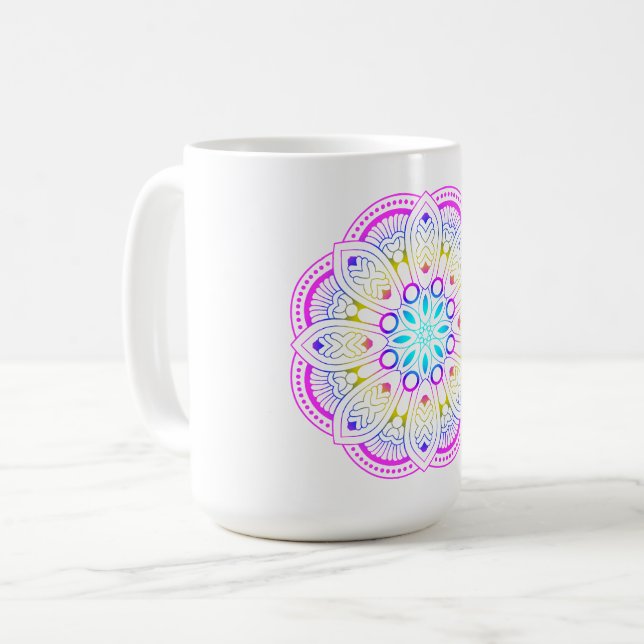 Lotus Mandala Design Kaffeetasse (Vorderseite Links)