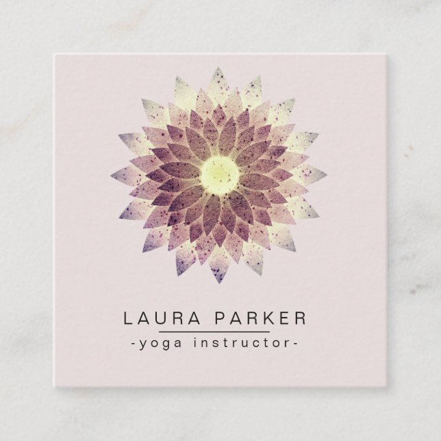 Lotus-Mandala-Farben-Yoga-Lehrer holistisch Quadratische Visitenkarte (Vorderseite)