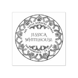 Lotus Mandala Floral Name Rücksendeadresse Gummistempel