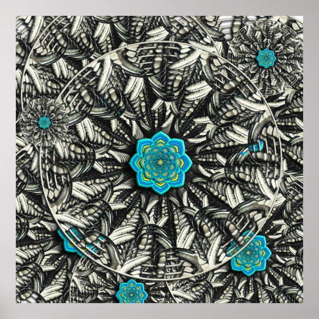 Lotus Mandala Fraktal Poster (Vorne)