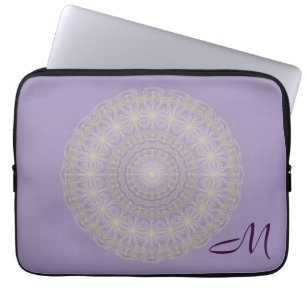 Lotus Mandala in Lilac und Gold - Notebook-Sieb Laptopschutzhülle