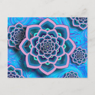 Lotus Mandala in Rosa und Aqua Postcard Postkarte