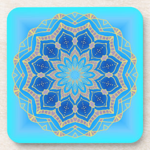 Lotus mandala in Türkis und Blau Getränkeuntersetzer