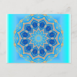 Lotus mandala in Türkis und Blau Postkarte