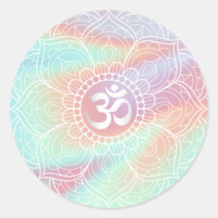 Lotus Mandala Namaste Yoga Holographic Pastel Runder Aufkleber