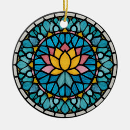 Lotus Mandala Stained Glass Keramik Ornament