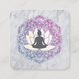 Lotus Mandala und Marmor Quadratische Visitenkarte