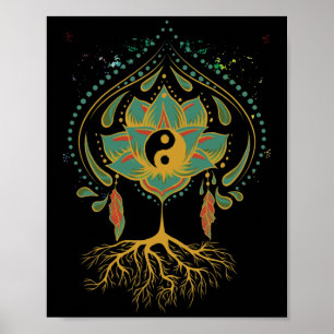 Lotus Mandala Yin Yang Sacred Geometry Spirituelle Poster