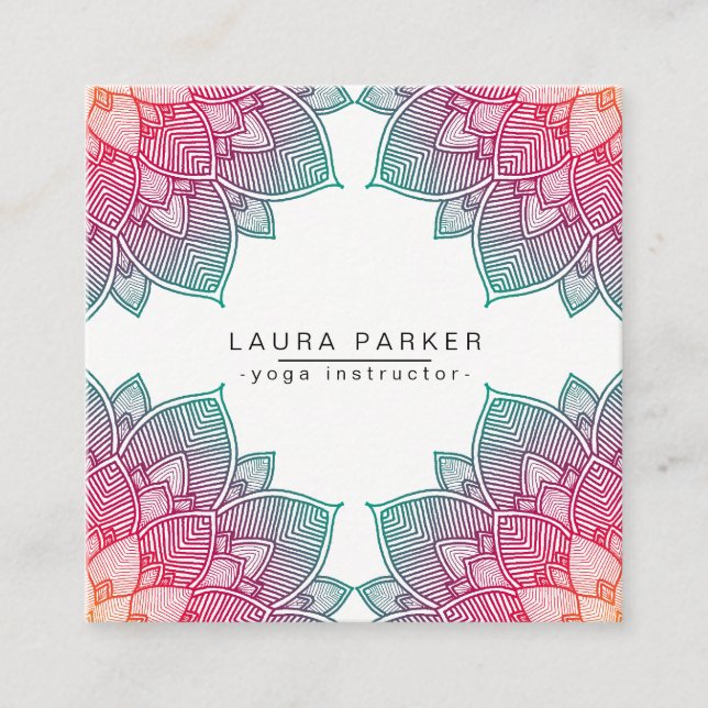 Lotus-Mandala-Yoga-Lehrer-Meditation holistisch Quadratische Visitenkarte (Vorderseite)