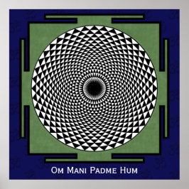 Lotus mediation dharma wheel poster