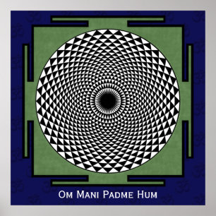 Lotus mediation dharma wheel poster