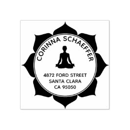 Lotus Meditation Runde Rücksendeadresse Gummi Brie Gummistempel