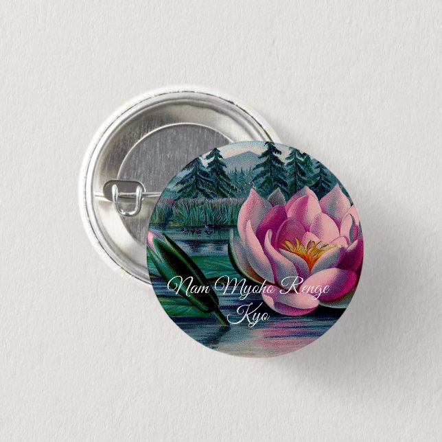 Lotus Nam Myoho Renge Kyo Buddhist Button Button (Vorne & Hinten)