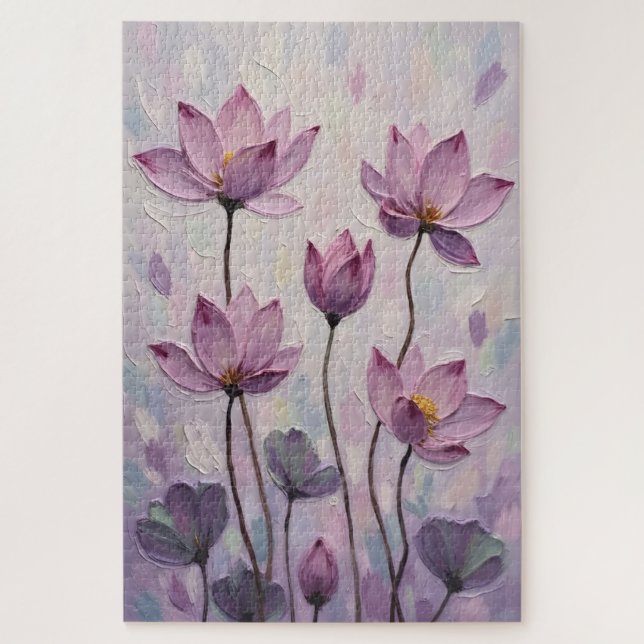Lotus – Ölmalerei Puzzle (Vertikal)