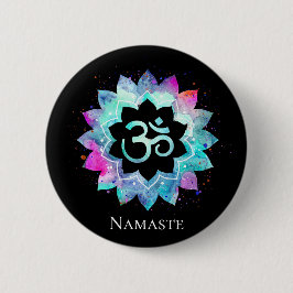 *~* Lotus OM OM Symbol Wasserfarbe Mandala Button
