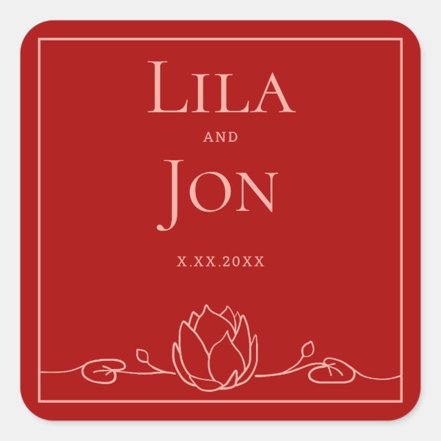 Lotus Personalisiert Wedding Stickers (Vorderseite)