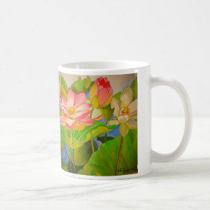 Lotus pink Wasserlilie Aquarellmalerei Kaffeetasse