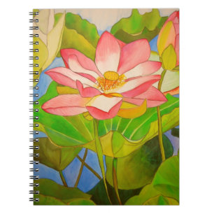 Lotus pink Wasserlilie Aquarellmalerei Notizblock