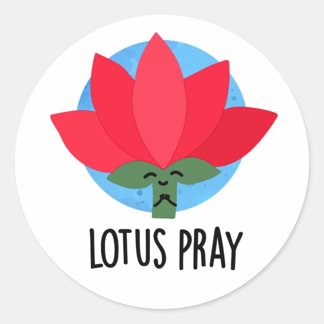 Lotus Pray Funny Pflanze Pub Runder Aufkleber (Vorderseite)