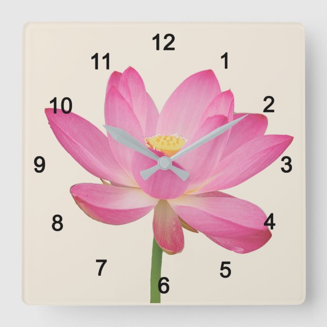 Lotus Quadratische Wanduhr (Vorderseite)