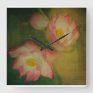 Lotus Quadratische Wanduhr