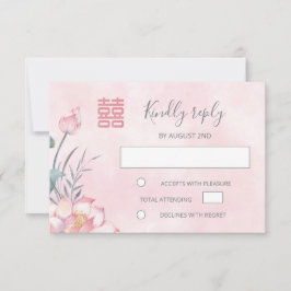 Lotus Red Chinese Wedding RSVP Karte