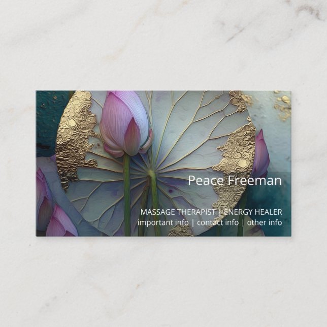 Lotus Reverie | Lotus-Blumendesign Visitenkarte (Vorderseite)