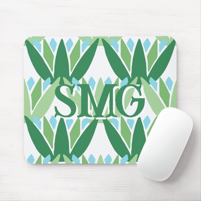 Lotus Ribbon in Green + Aqua Personalized Mousepad (Mit Mouse)
