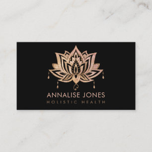 Lotus - Rose Quartz und Gold dekoriert Visitenkarte