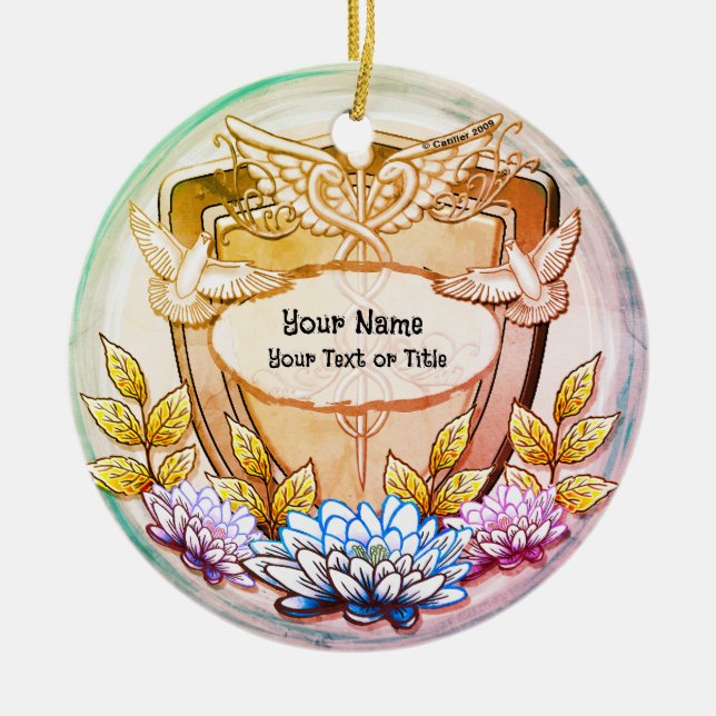 Lotus-Schild Krankenschwester  Keramik Ornament (Vorne)