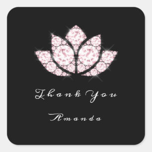 Lotus Schwarz-weiß Diamond Bridal 16. Dankeschön P Quadratischer Aufkleber
