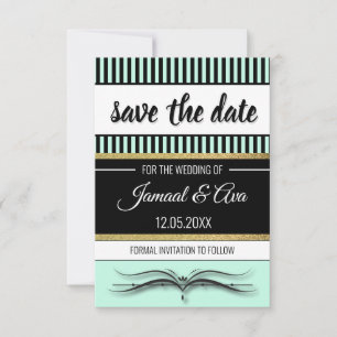Lotus Scroll & Stripes - Goldfilm Save The Date