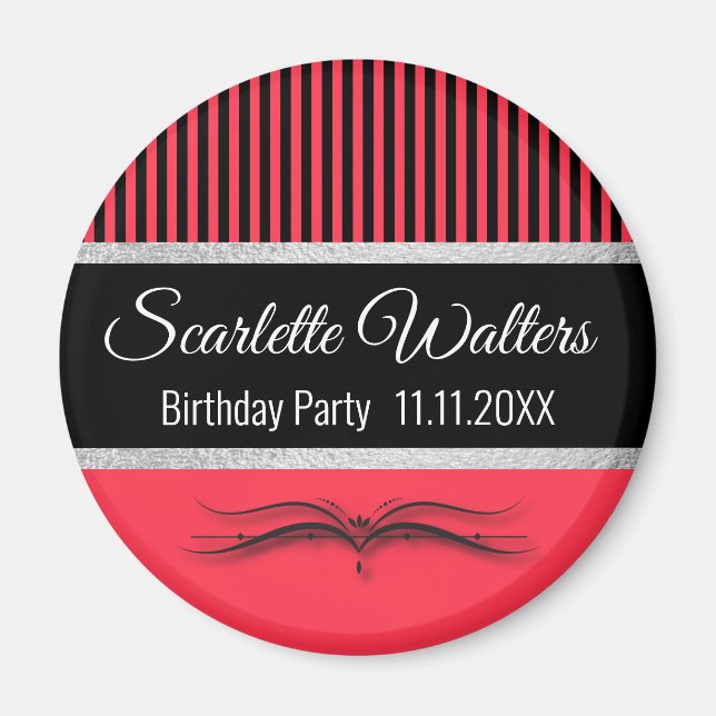 Lotus Scroll & Stripes - Silver Foil Magnet (Vorne)