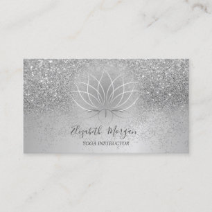 Lotus Silver Confetti Glitzer Yoga Instructor Visitenkarte