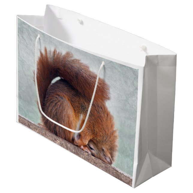 Lotus Squirrel Geschenktasche Große Geschenktüte (Vorderseite Schrägansicht)