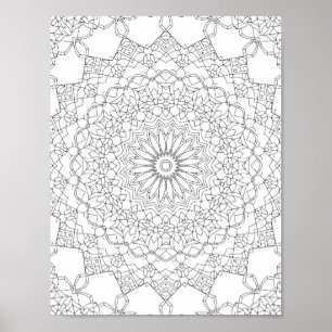 Lotus Star Mandala Malvorlage Detailliertes Muster Poster