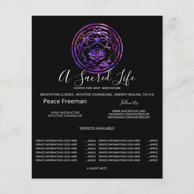 Lotus-Stille | Lila Mandala-Design Flyer (Vorne)