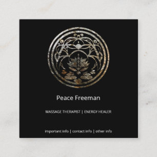 Lotus-Stille Silber-Mandala-Design Quadratische Visitenkarte