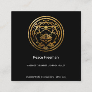 Lotus-Stillness Goldenes Mandala-Design Quadratische Visitenkarte