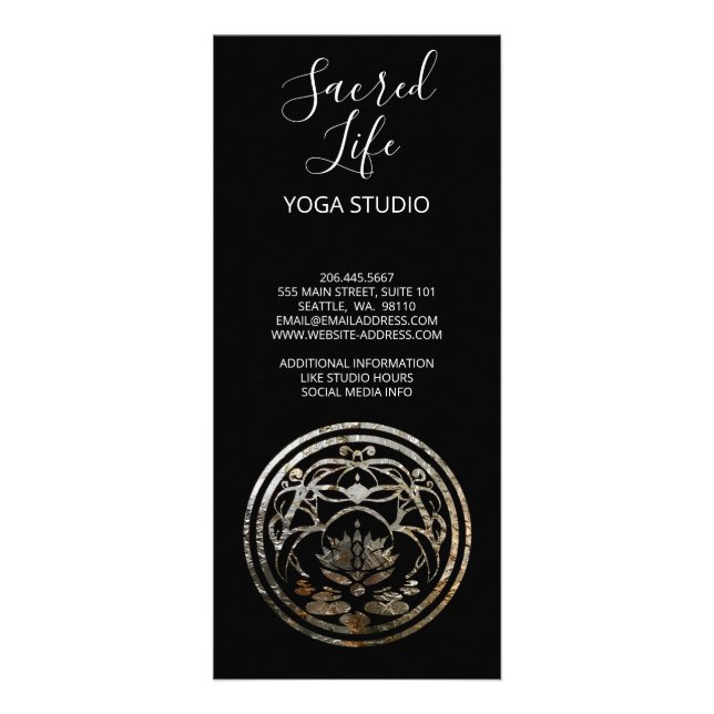 Lotus-Stillness | Silber-Mandala-Design Werbekarte (Hinten)