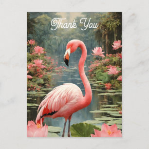 Lotus Teich Rosa Flamingo Vintage Postkarte