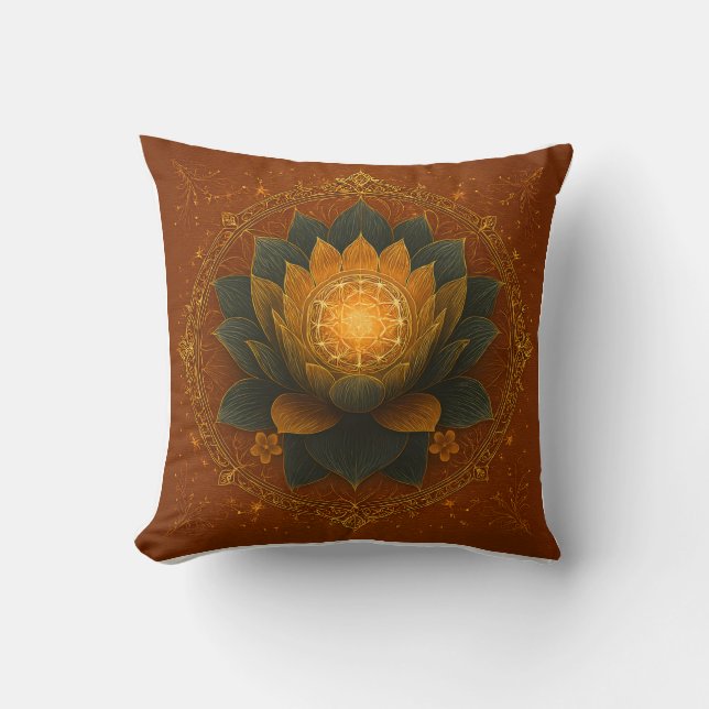 Lotus Third Eye Mandala Pillow - Sacred Geometry Kissen (Vorderseite)