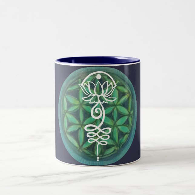 Lotus Unalome Zweifarbige Tasse (Mittel)